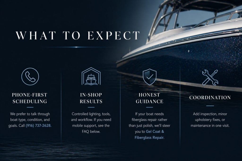 Boat detailing and restoration for optimal marine care and shine.