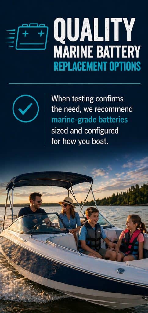 Marine battery replacement options for boats, ensuring reliable power.