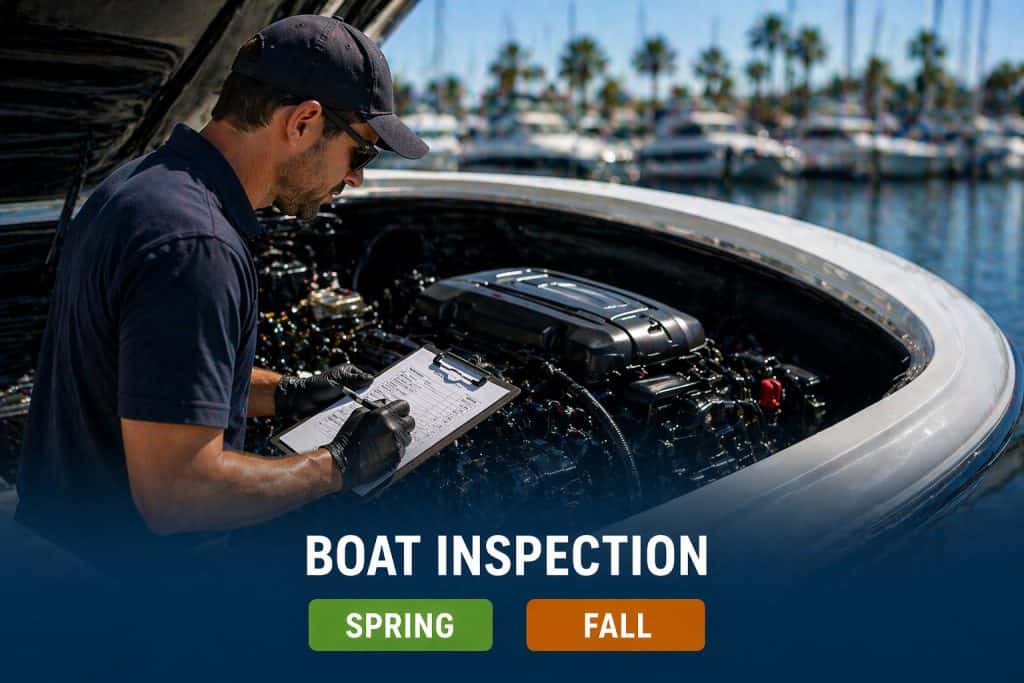 Professional boat inspection during spring and fall for optimal performance and safety.