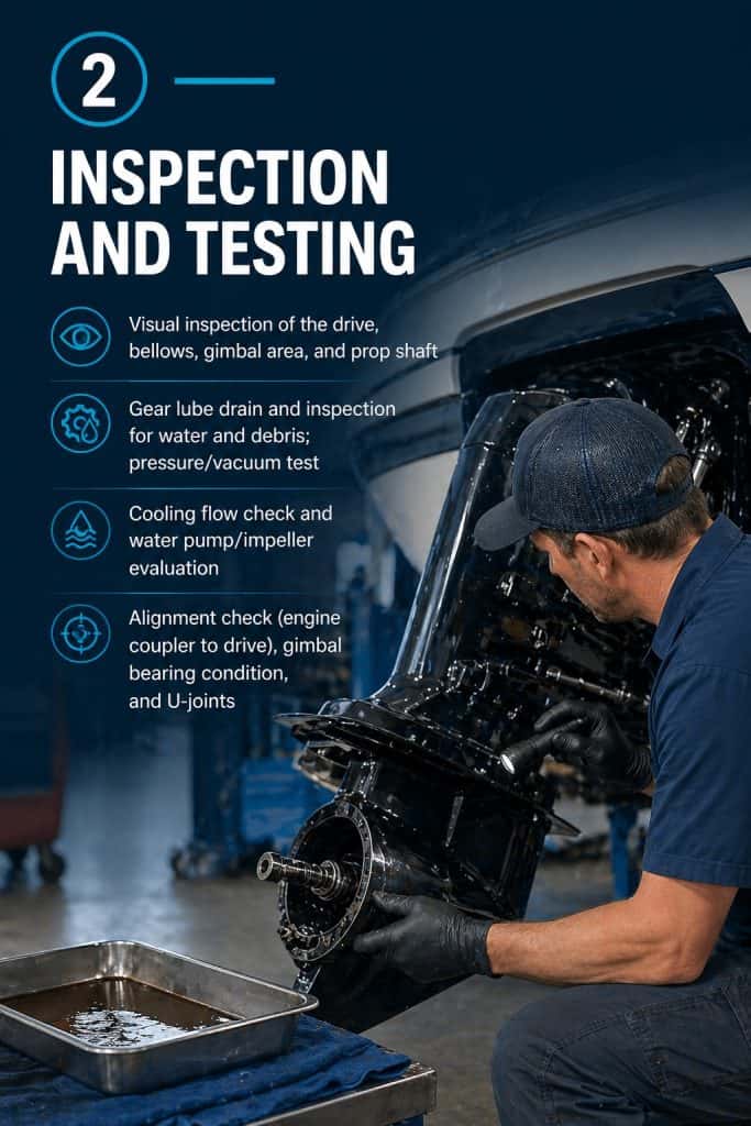 Outdrive & Lower Unit Inspection for Marine Engines.