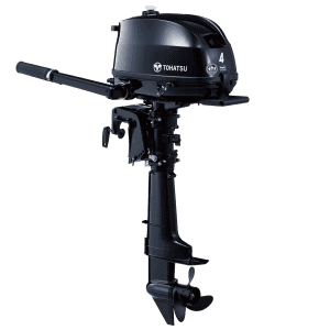 High-performance Tohatsu 4 HP outboard engine for small boats. Compact, reliable, and efficient mari.