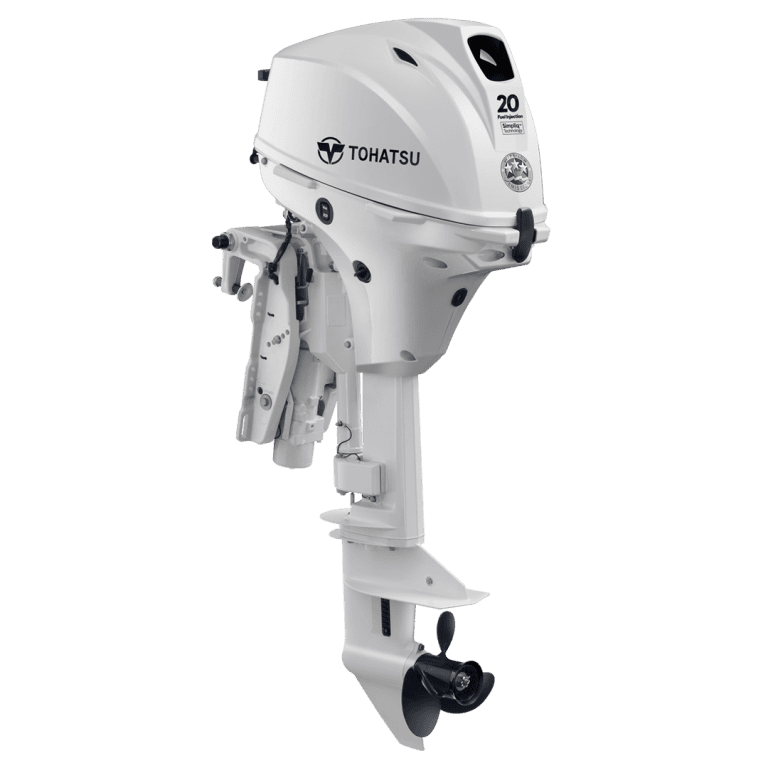 Outboard motor Tohatsu MFS20EWEPTL with remote control system.