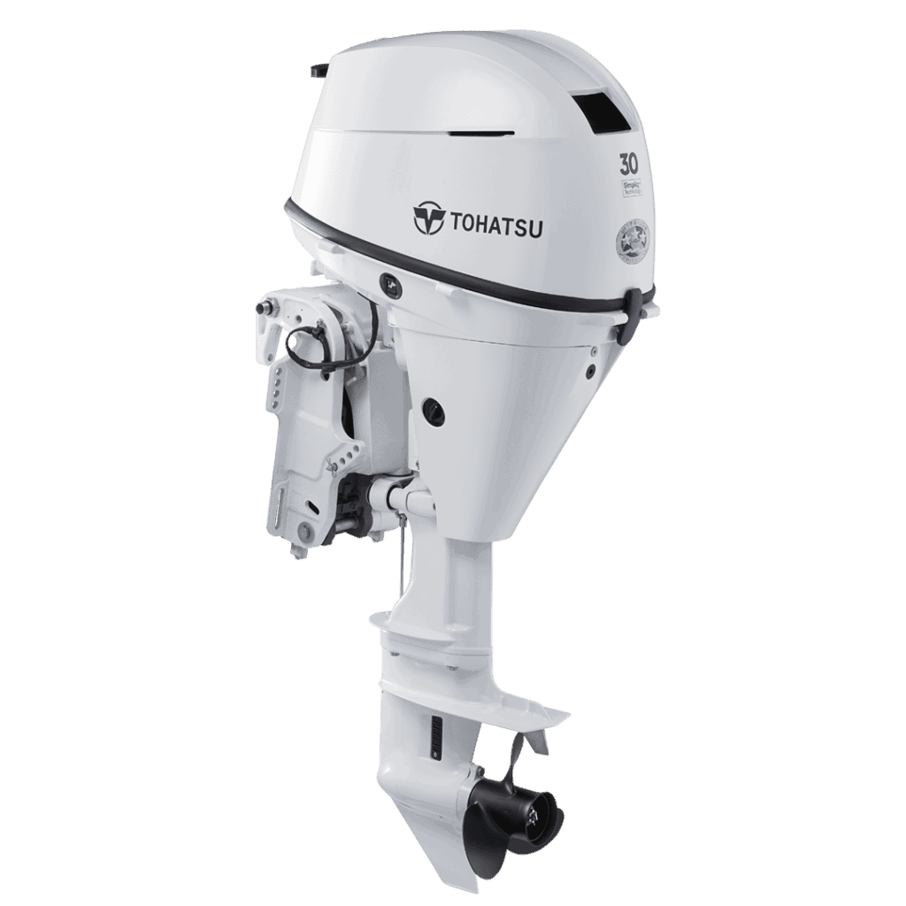 Tohatsu MFS30DWETL outboard motor for boats, high performance marine engine.