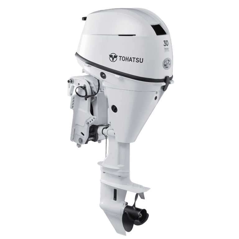 Tohatsu MFS30DWETL outboard motor for boats, high performance marine engine.