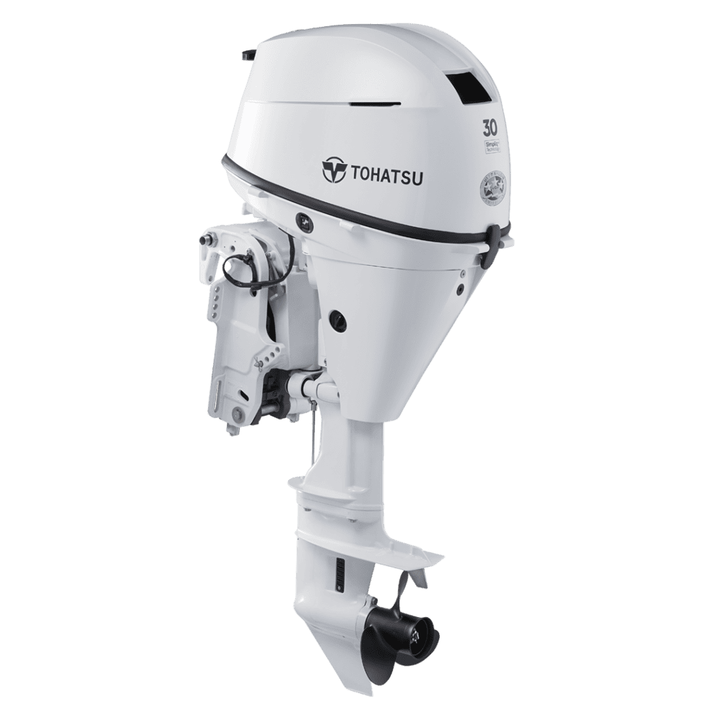 Tohatsu MFS30DWETS remote outboard motor for boats.