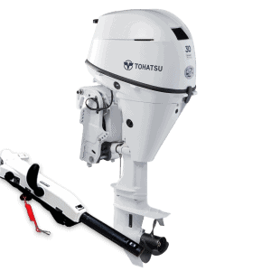 Tohatsu MFS30DWETL outboard motor for boats, high performance marine engine.
