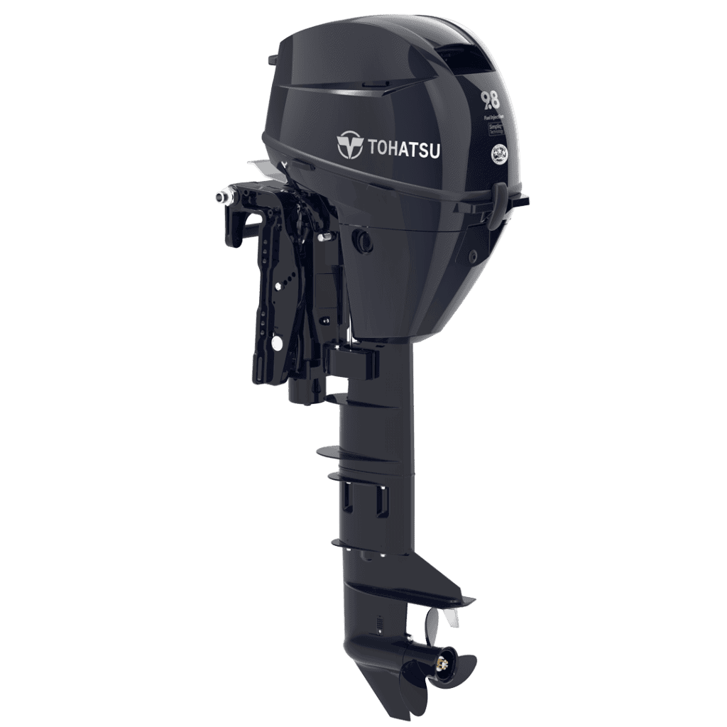 Remote control Tohatsu MFS9.8CEPTUL outboard motor for boats.