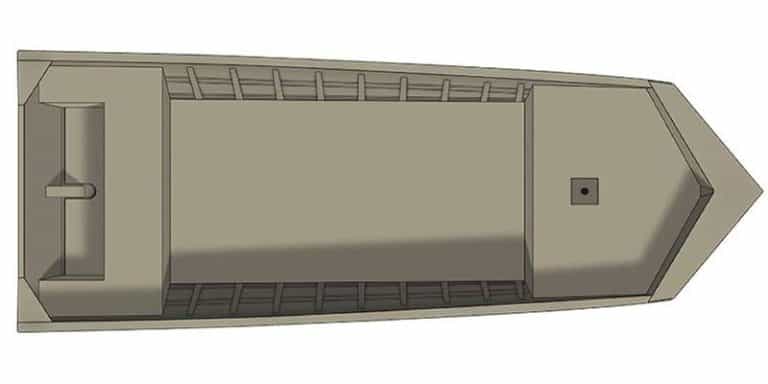 Durable Crestliner Retriever Jon boat with tiller steering for fishing and recreation.