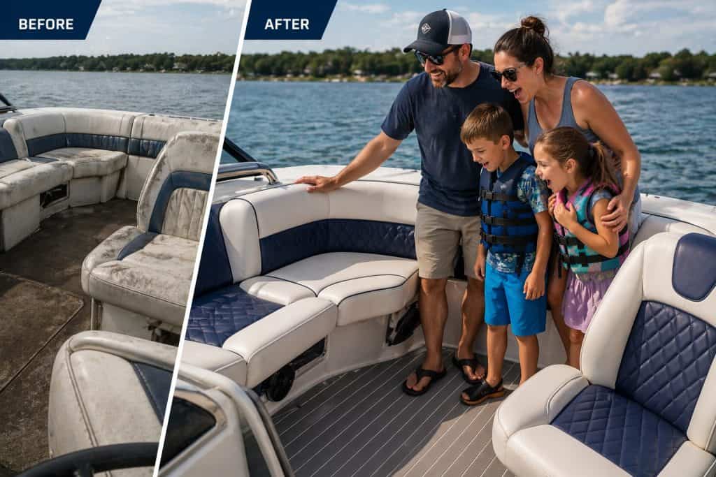 Boat upholstery restoration for a fresh look and comfort.