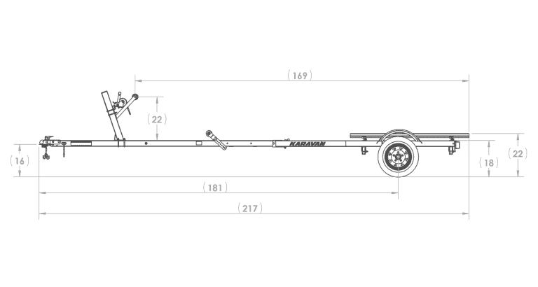Trailer with adjustable hitch for Karavan Trailers 1250-46, ideal for versatile towing needs.