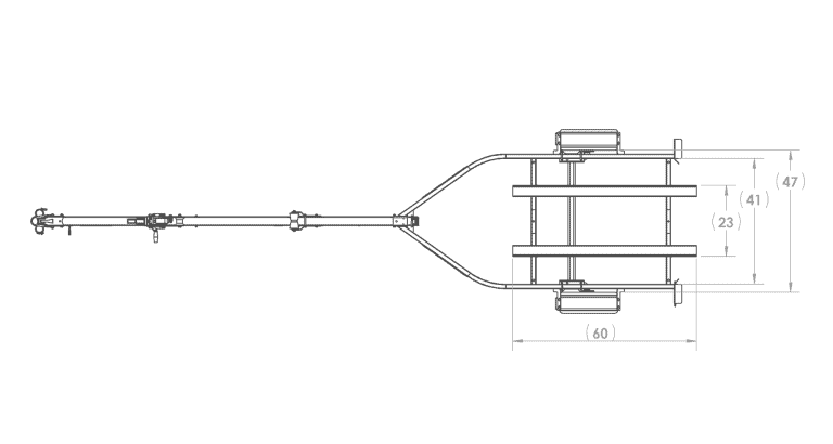 Technical drawing of Karavan Trailer 1250-46 for 2025 model year.