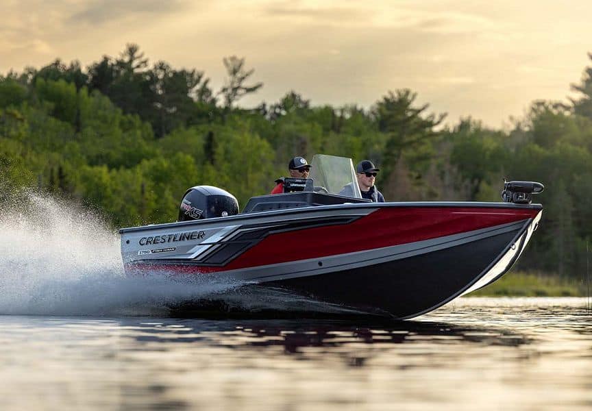 Speedboat on water at sunset, perfect for website branding and redesign.