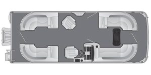 View of the interior layout of the 2026 Bennington L Series 24 LSR boat.