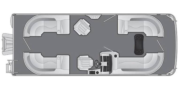 View of the interior layout of the 2026 Bennington L Series 24 LSR boat.