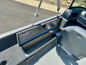 Boat console storage compartment for marine vessel.
