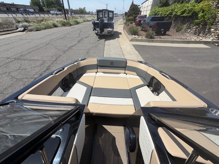 Premium surf boat for water sports and family fun.