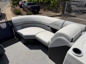 Comfortable marine boat seating with cushioned benches for relaxation.