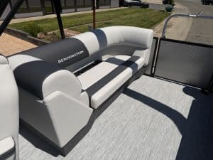 Modern Bennington boat seating with sleek design, ideal for Opti marine vessels.