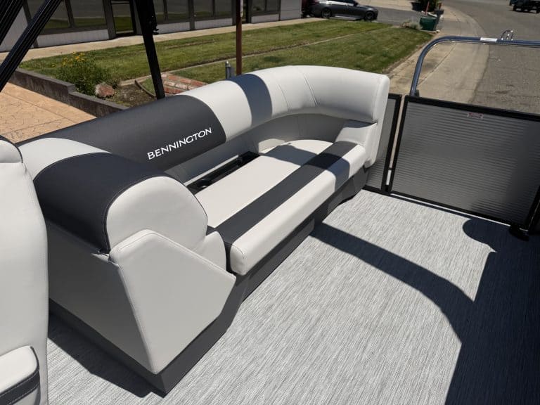 Modern Bennington boat seating with sleek design, ideal for Opti marine vessels.