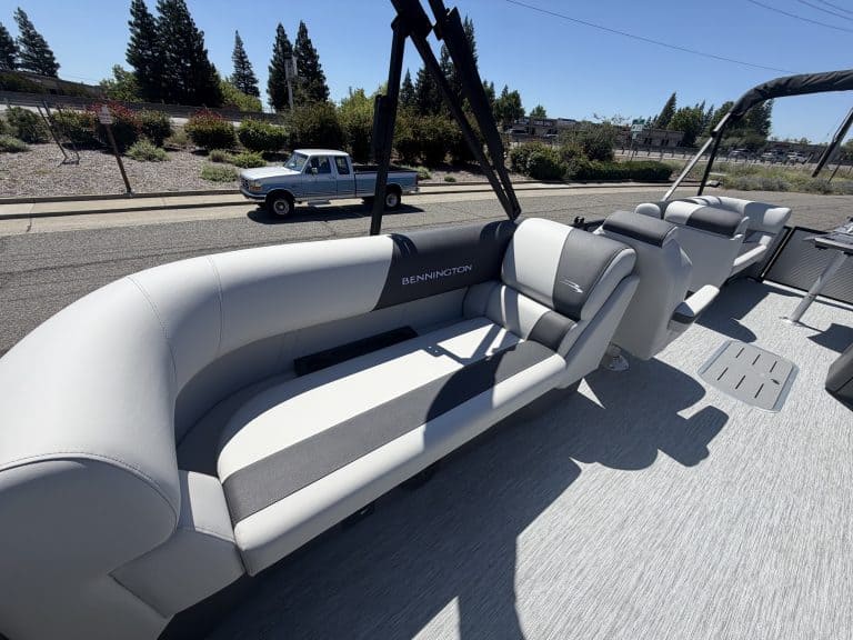 Luxury boat seating with modern design for marine comfort and style.