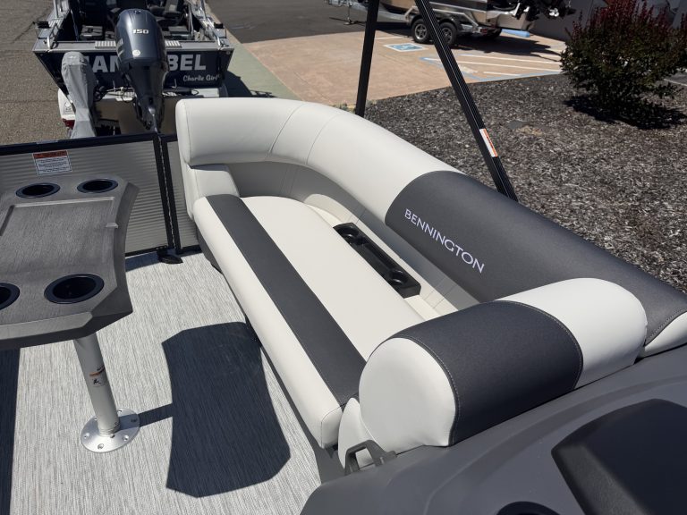 Bennington pontoon boat seating with plush, durable cushions for optimal comfort and style. Perfect.