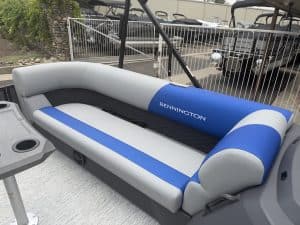 Bennington pontoon boat seating with plush cushions for enhanced watercraft comfort and style.