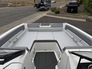 Opti boat interior with comfortable seating and storage solutions for marine adventures.