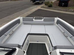 Opti Marine boat interior upgrade with modern seating and safety features.