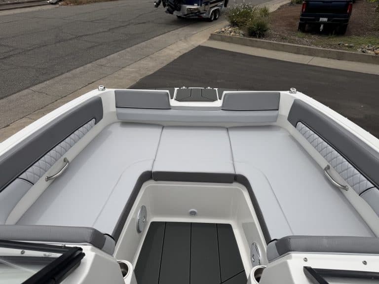 Opti Marine boat interior upgrade with modern seating and safety features.