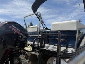 Boat with Mercury Pro XS 150HP engine and boat lift.