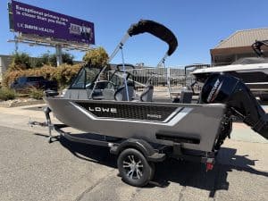 Lowe FM 1625 WT boat with Mercury 60HP engine on trailer.