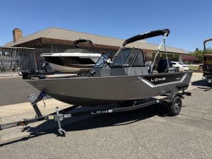 Lowe FM 1625 WT boat with Mercury 60HP engine on trailer.
