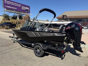 Lowe FM 1775 WT boat with Mercury 115HP outboard motor on trailer.