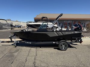 Lowe FM 1775 WT boat on trailer with Mercury 115HP engine at ASFB Marine.