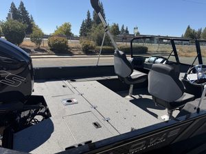 Fishing boat with Mercury 115HP Pro Xs engine at ASFB Marine.