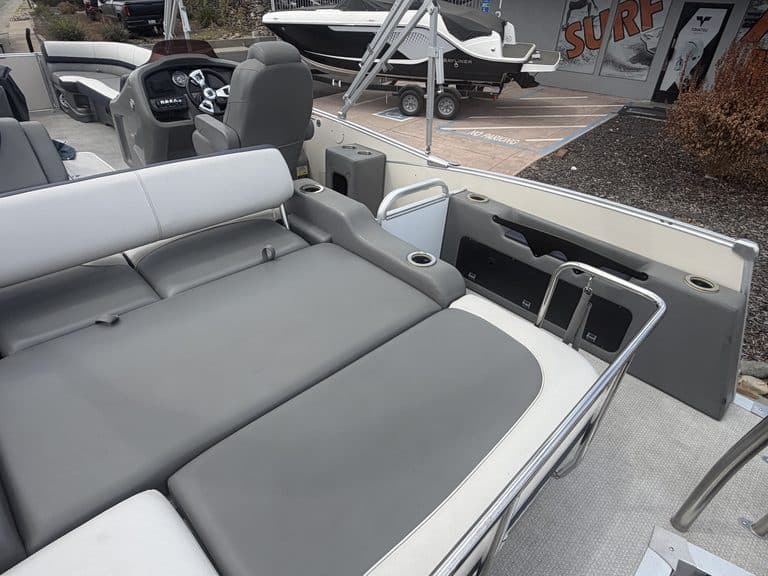 Luxury 2022 Avalon Cata pontoon boat with spacious seating and modern controls.