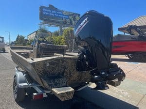 Lowe RX 1860 boat with Mercury 80HP jet engine on trailer.