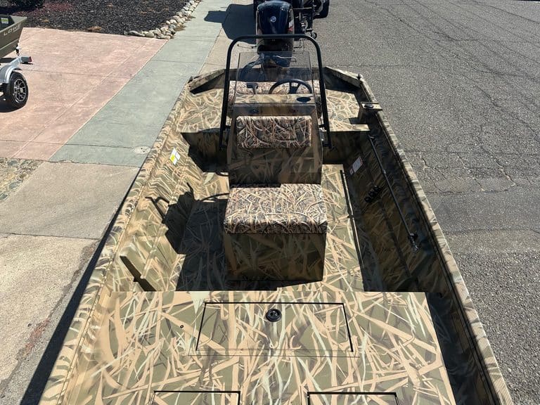 Camouflage boat for fishing and recreation by ASFB Marine.