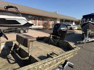 Crestliner 1860 Retriever CC fishing boat with Mercury motor.