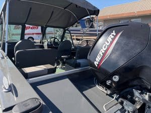 Powerboat with Mercury outboard motor at ASFB Marine.