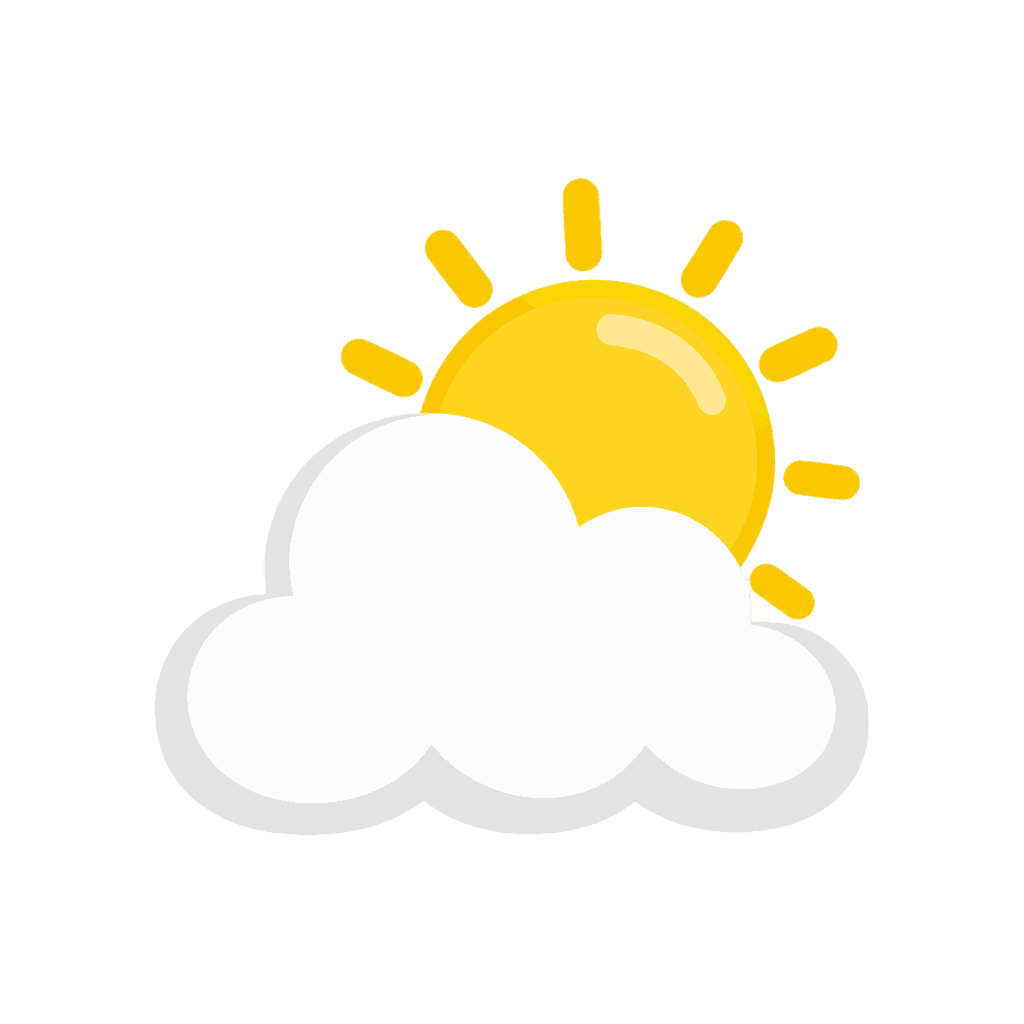 Weather icon showing sun partially covered by a cloud, suitable for weather updates or forecasts.