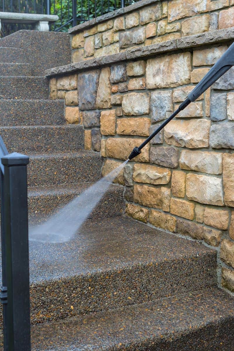 pressure washing stairs