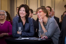 Caroline Jenner of JA Europe with an MEP smiling during the Leaders for a Day event in Brussels
