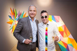 Gilles Bonan and Okuda San Miguel during an event for Roche Bobois in Brussels