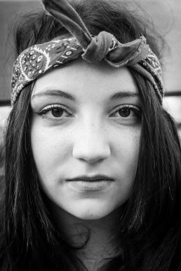 Black and white closeup portrait of a woman from Belgium taken in Brussels