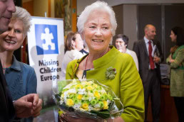 Queen Paola of Belgium during a conference for Missing Children Europe in Brussels