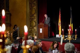 A speaker addressing the audience during a Gala dinner event in Brussels