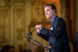 One of the speakers engaging with the audience during the McKinsey Awards event in Brussels