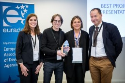 A group picture with an awardee during an event for EURADA in Brussels