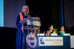 VUB rector Caroline Pauwels speech during the 2018 Vesalius College graduation day